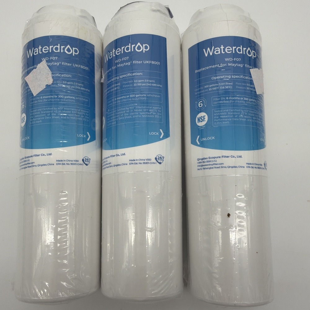 Lot Of 3 Waterdrop Refrigerator Filter Model WD-F07 Water Filter New Sealed